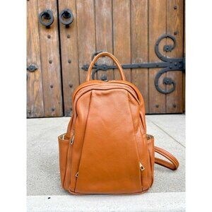 Ivan Troy Anta Brown Women's Italian Leather Outdoor Travel Bag Zipper Backpack